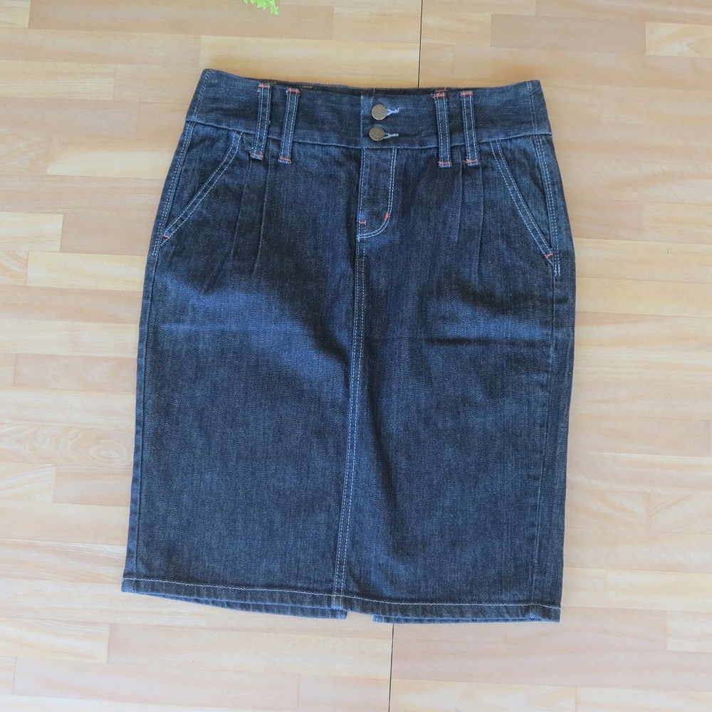 Banana Republic Dark Wash Wide Belt Pencil Skirt 4 - Picture 1 of 2
